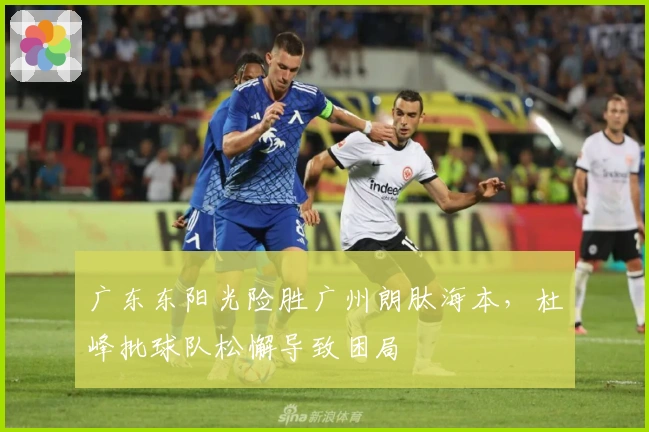 广东东阳光险胜广州朗肽海本，杜峰批球队松懈导致困局